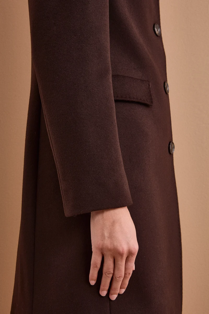 Cappotto Midi Sancrato in Misto Lana e Cashmere - T.MORO