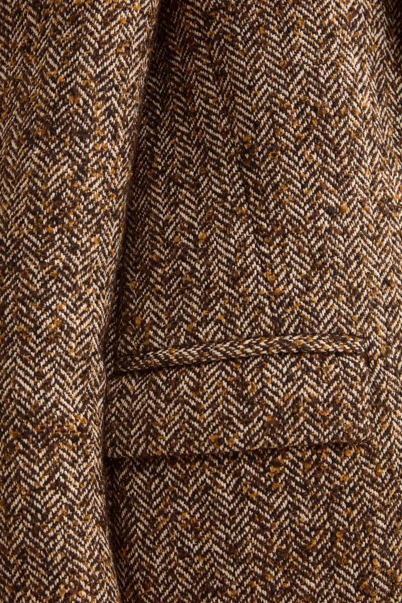 Blazer in Tweed con Toppe in Misto Lana - MARRONE SPIGATO