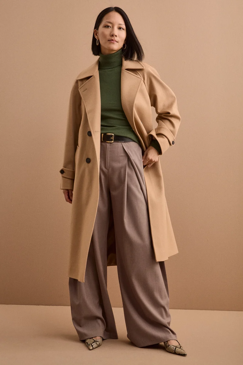 Cappotto Doppiopetto Foderato in Lana e Cashmere - CAMMELLO