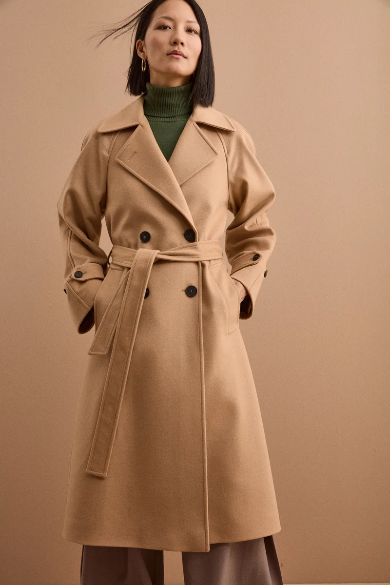 Cappotto Doppiopetto Foderato in Lana e Cashmere - CAMMELLO