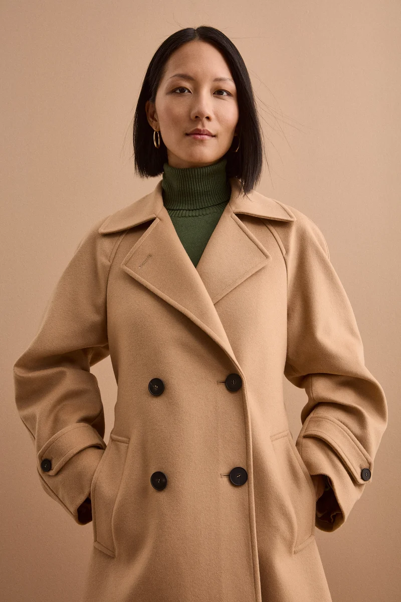 Cappotto Doppiopetto Foderato in Lana e Cashmere - CAMMELLO