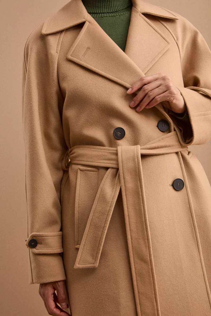 Cappotto Doppiopetto Foderato in Lana e Cashmere - CAMMELLO