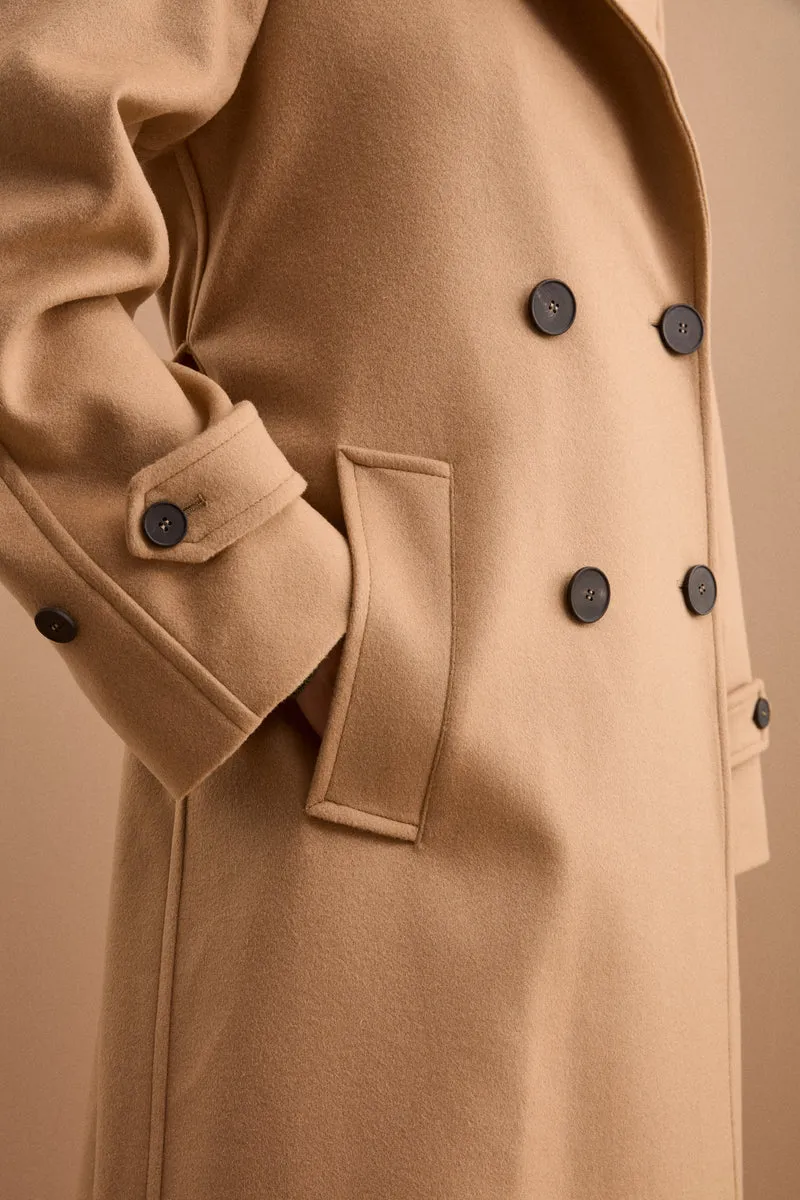 Cappotto Doppiopetto Foderato in Lana e Cashmere - CAMMELLO