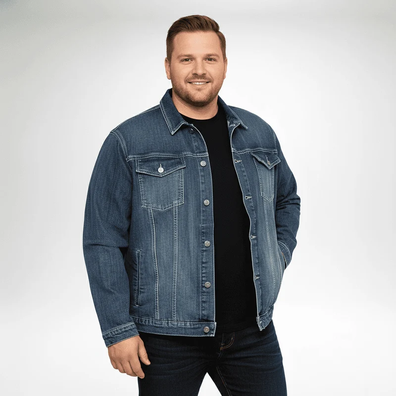 BigTiger Jeans-Jacke Herren Übergröße Komfort & Stil
