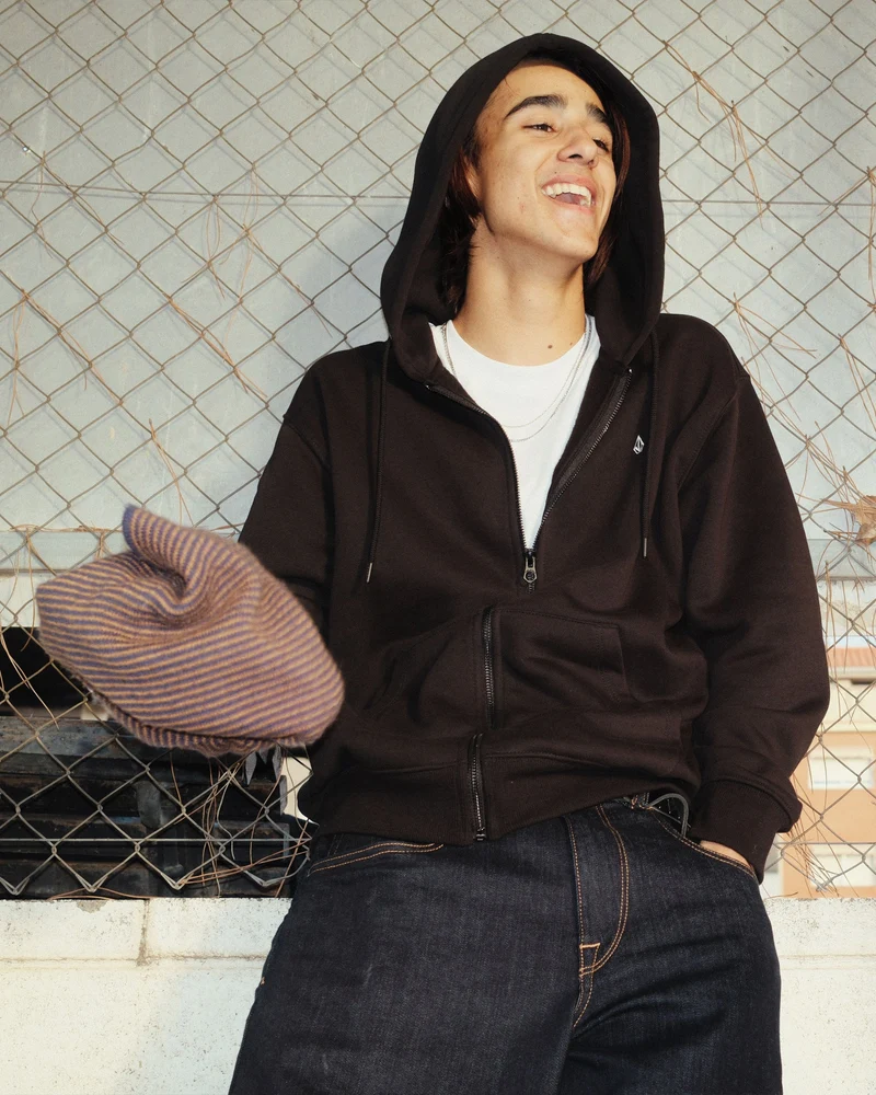 Single Stone Full Zip Kapuzenpullover - BLACK