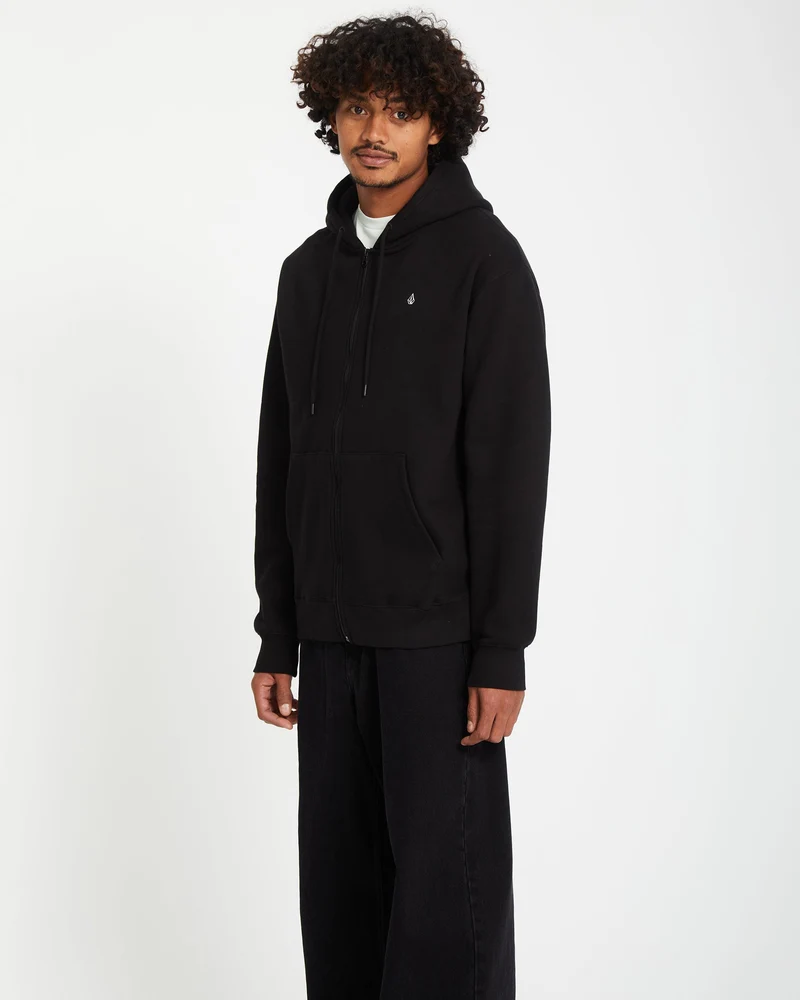 Single Stone Full Zip Kapuzenpullover - BLACK
