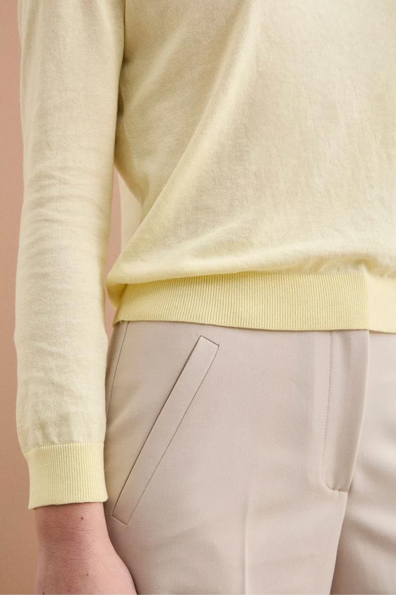 Maglia Girocollo Boxy in Cotone - BURRO