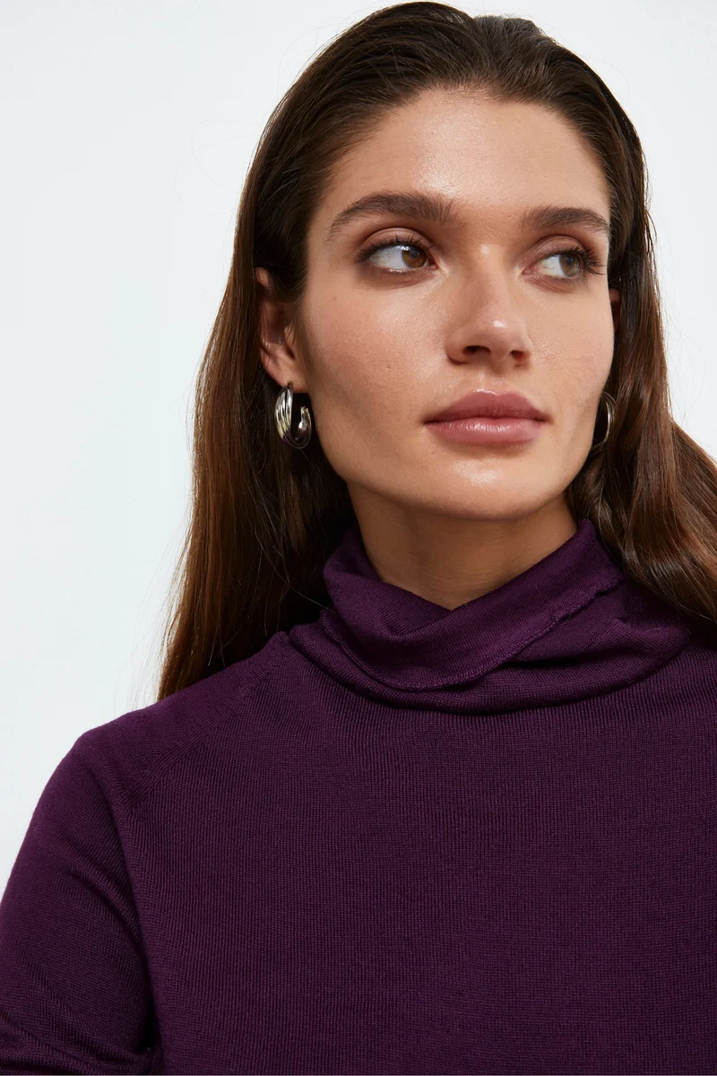 Maglia Collo Morbido in Lana Merino - VINO
