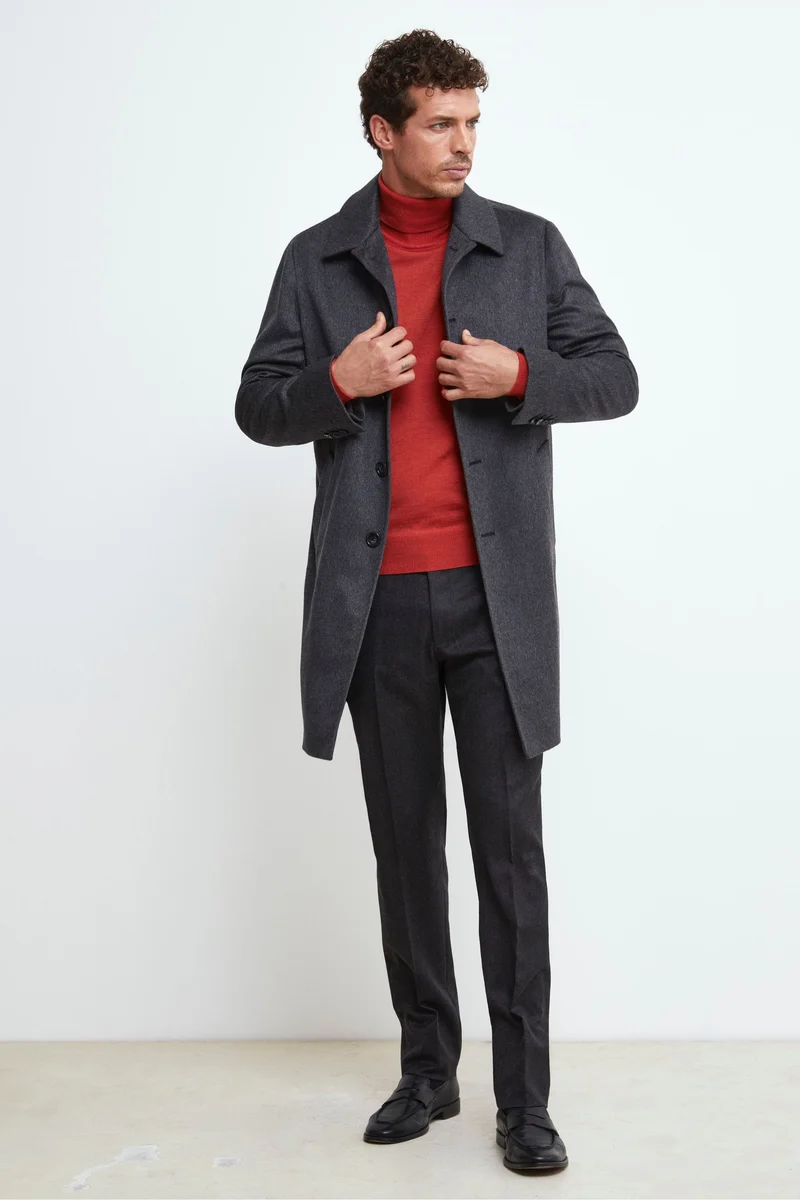 Cappotto Foderato in Cashmere - GRIGIO