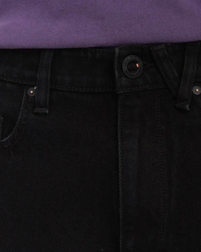 Billow Denim Shorts - BLACK