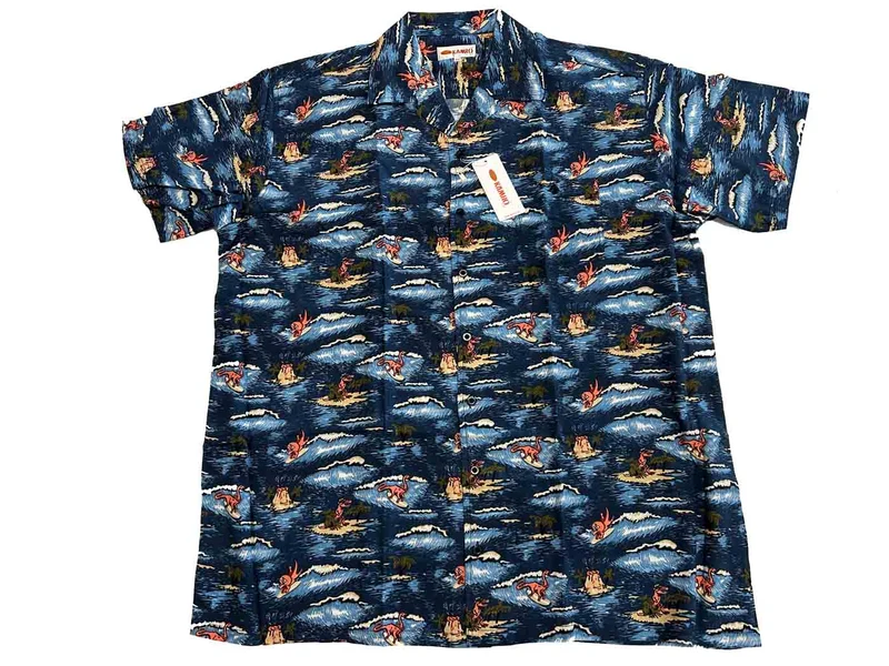 Kamro Hawaiihemd Herren Übergröße 4XL-10XL - kurzarm, bedruckt blau