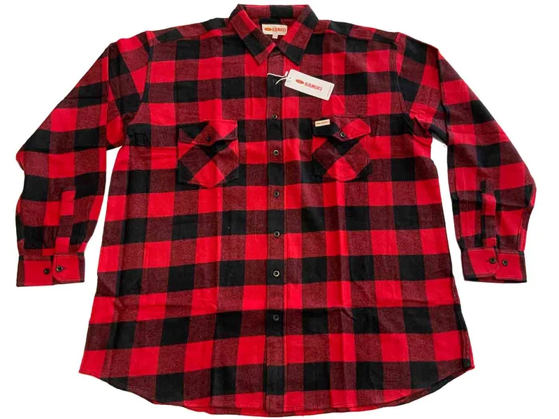 Kamro Holzfällerhemd Herren Übergröße 4XL-10XL Rot/Schwarz langarm