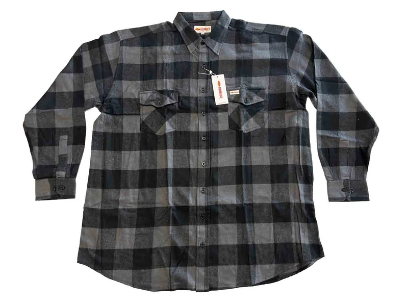 Kamro Holzfällerhemd Herren Übergröße 4XL-10XL Schwarz-Grau Karo