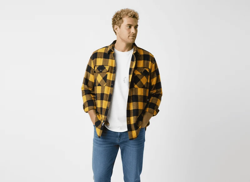 Kamro Holzfällerhemd Herren Übergröße 4XL-10XL Occa-Schwarz Karo lang
