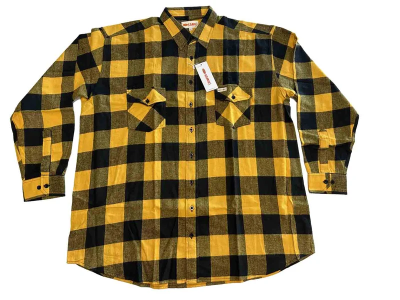 Kamro Holzfällerhemd Herren Übergröße 4XL-10XL Occa-Schwarz Karo lang