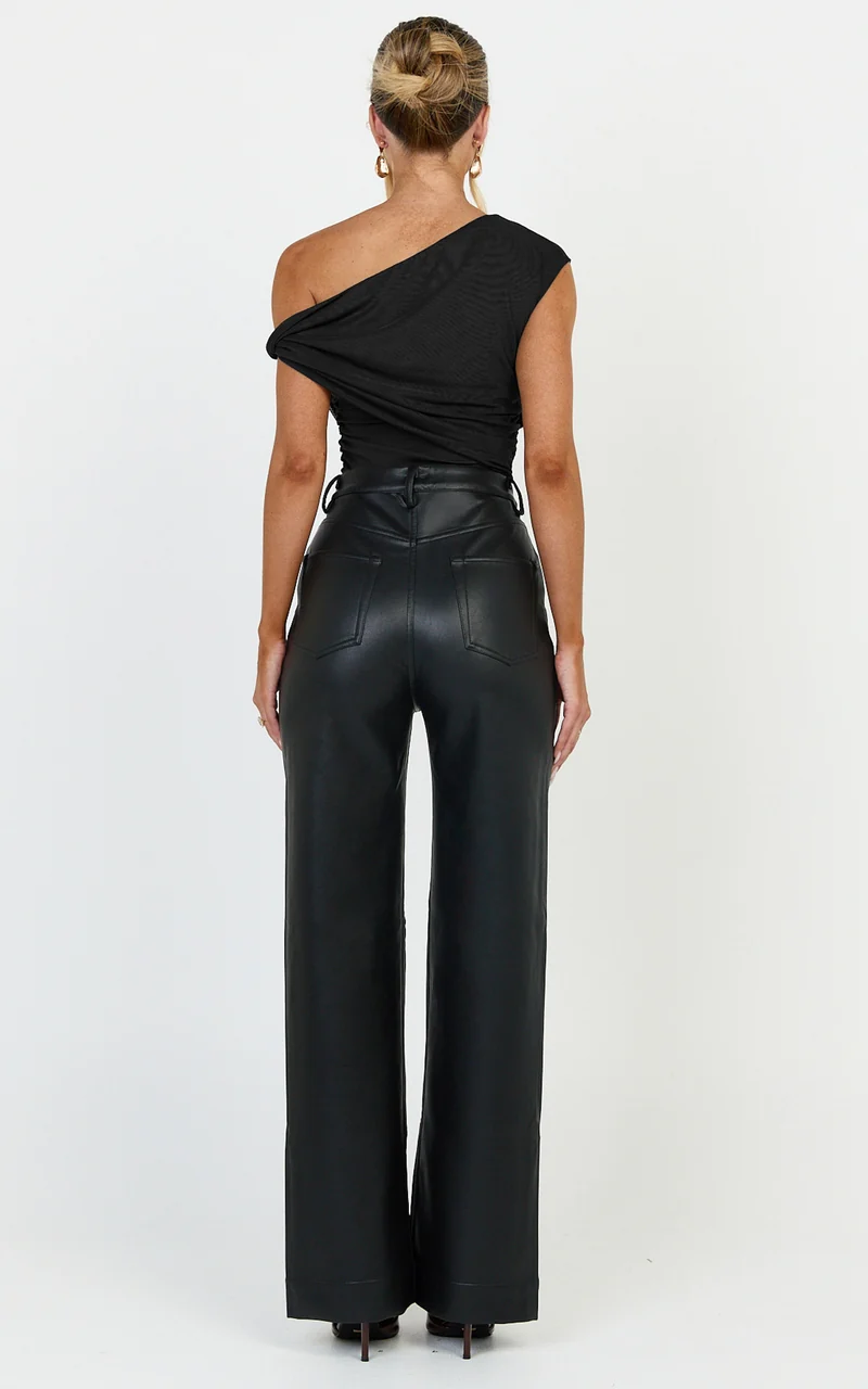 Paloma Top - Mesh Overlay Twist Sleeve Top in Black
