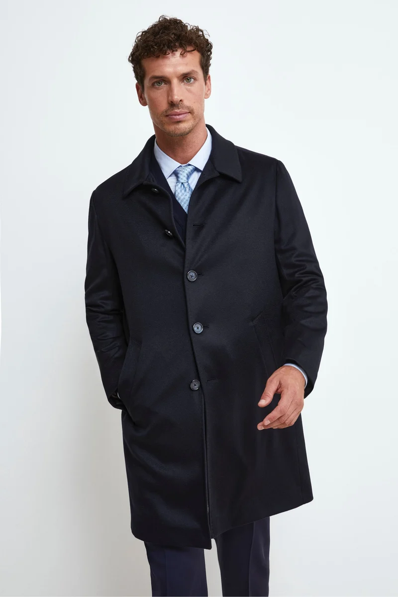 Cappotto Foderato in Cashmere - BLU