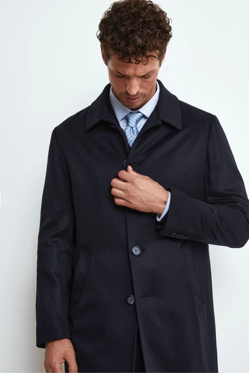 Cappotto Foderato in Cashmere - BLU