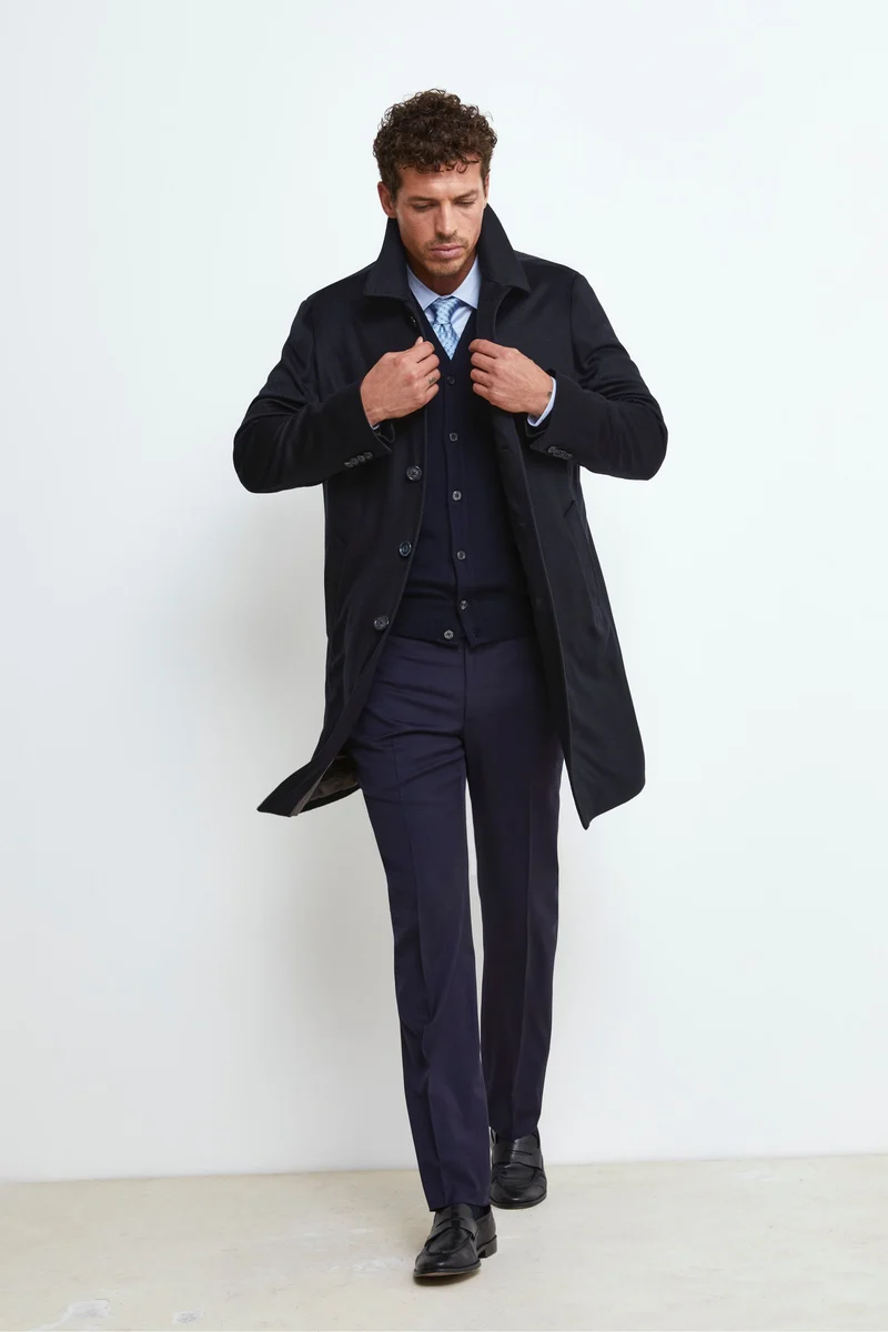 Cappotto Foderato in Cashmere - BLU