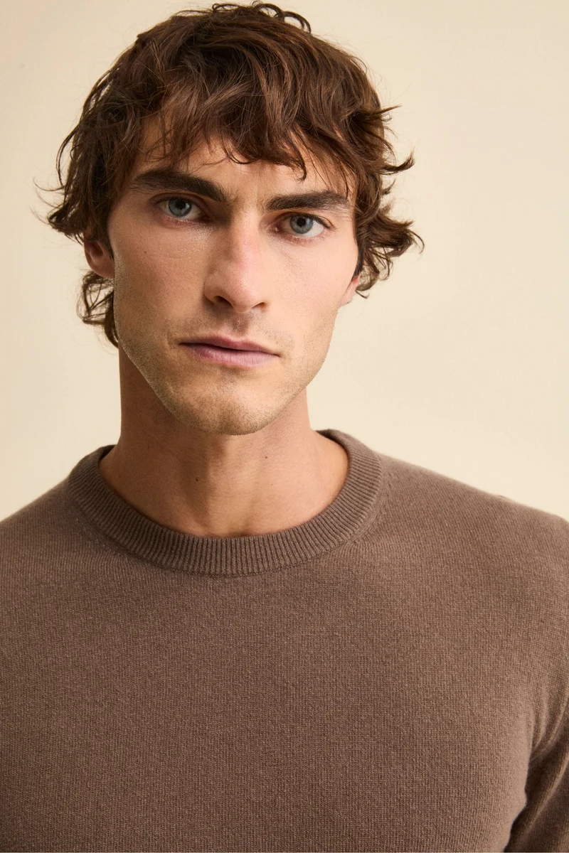 Maglia girocollo in lana - CACAO