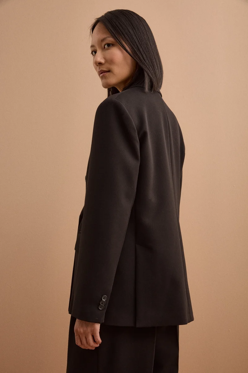 Blazer Doppiopetto Foderato Revers Punto Lancia - NERO