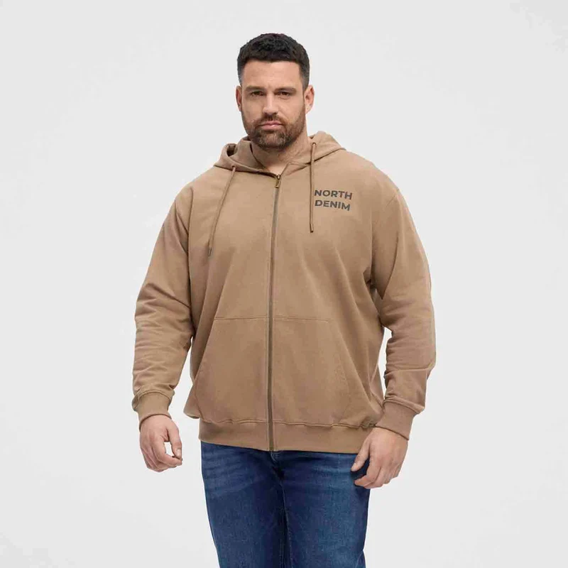 Allsize Kapuzen-Sweatjacke Übergröße Herren Braun