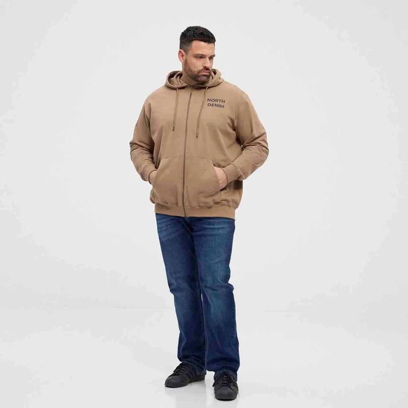 Allsize Kapuzen-Sweatjacke Übergröße Herren Braun
