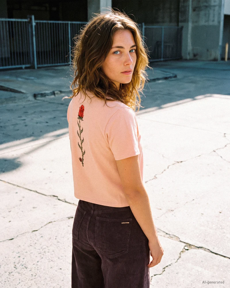 Dial Crop T-Shirt - Misty Rose