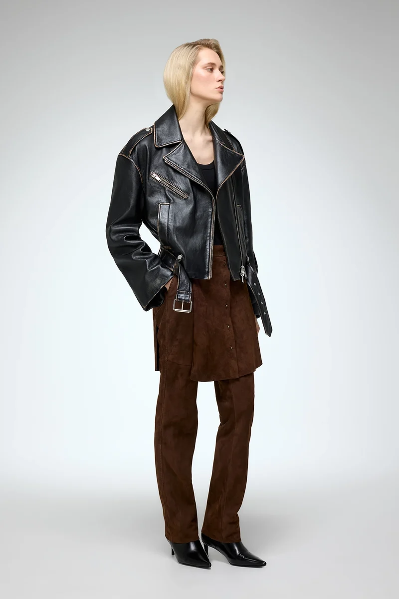 Anya – Dunkelbraune Lederjacke