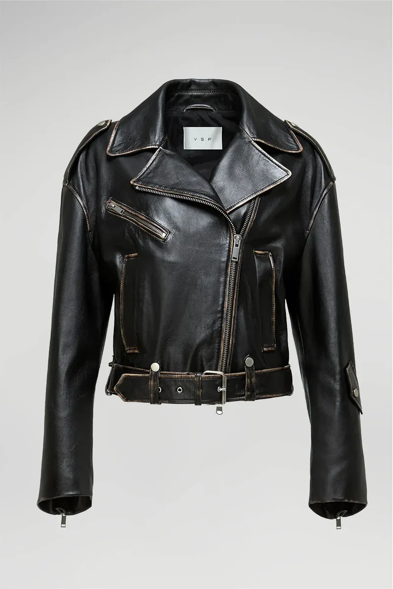 Anya – Dunkelbraune Lederjacke