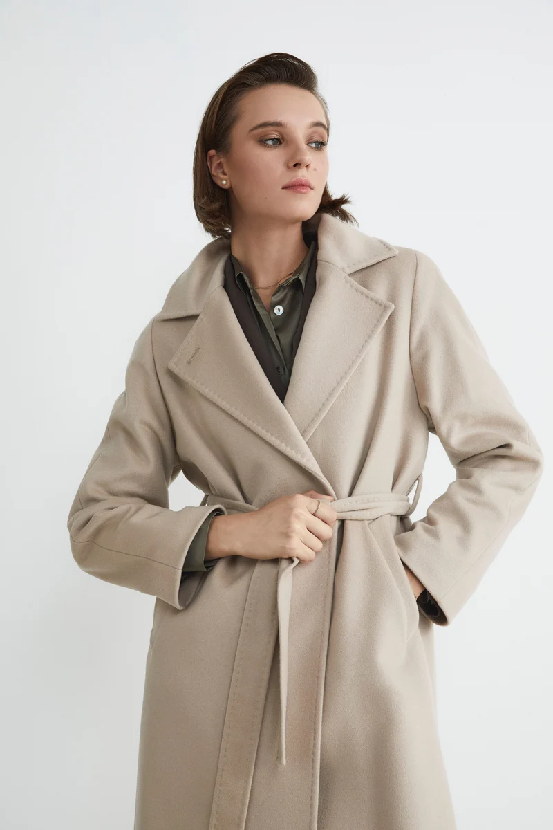 Cappotto lungo in lana e cashmere - GESSO
