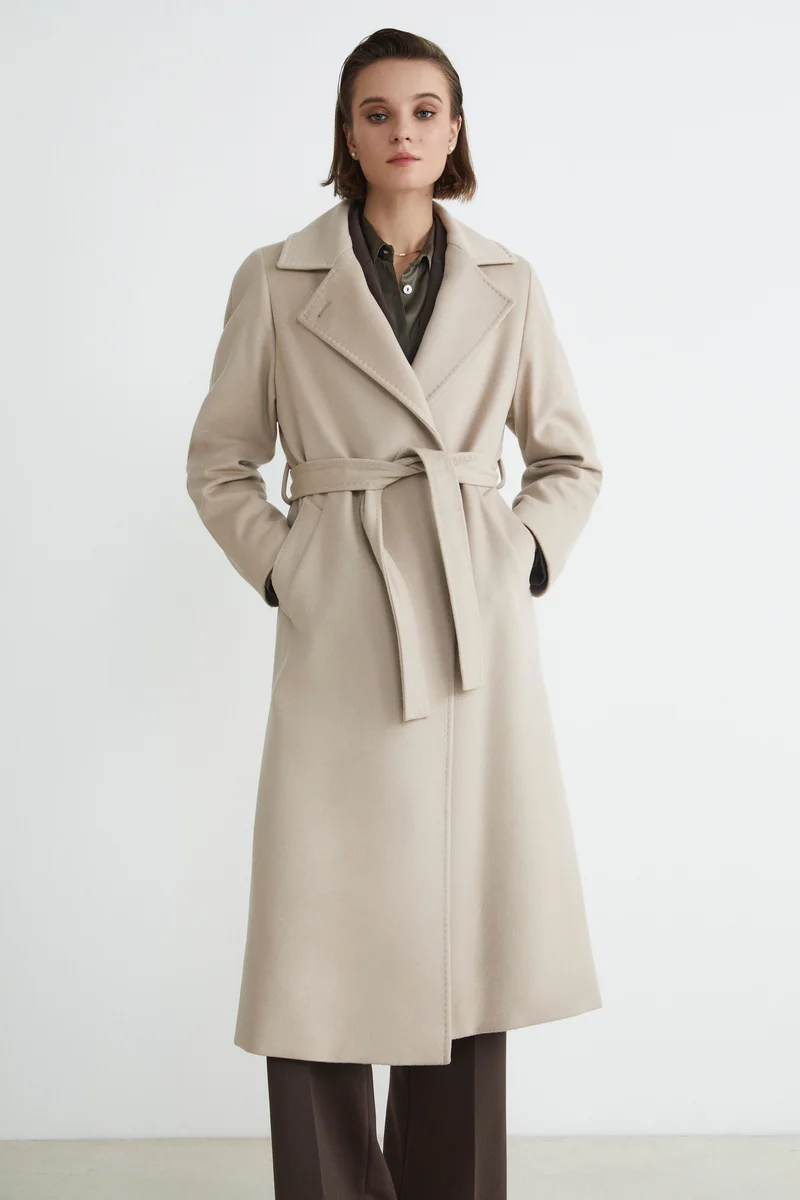 Cappotto lungo in lana e cashmere - GESSO