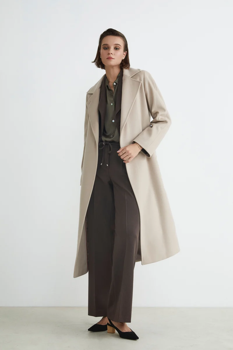 Cappotto lungo in lana e cashmere - GESSO