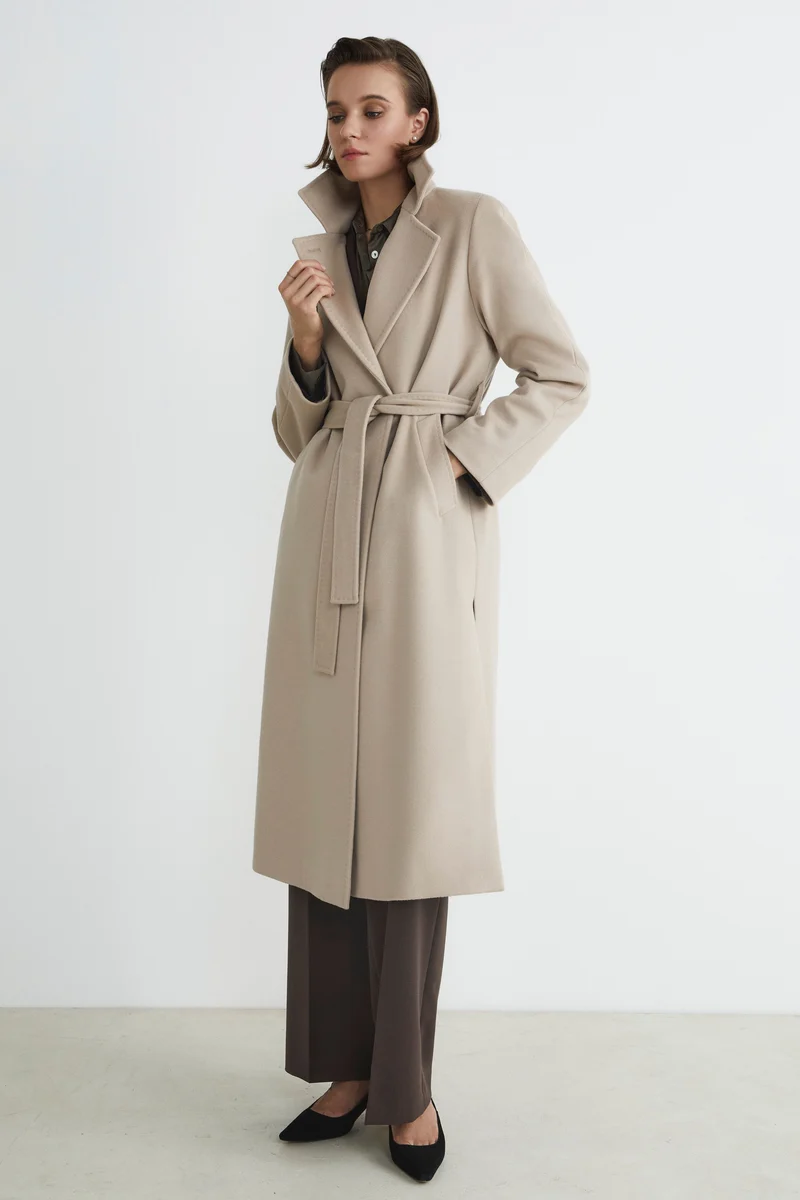 Cappotto lungo in lana e cashmere - GESSO