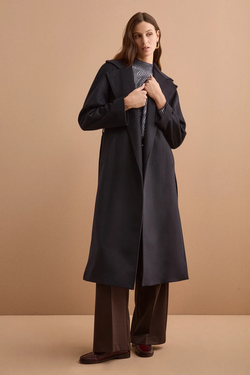 Cappotto lungo in lana e cashmere - BLU