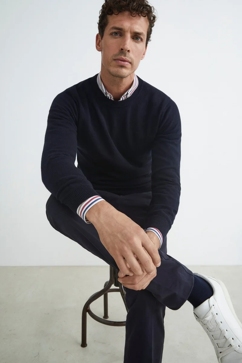 Maglia girocollo in cashmere - BLU