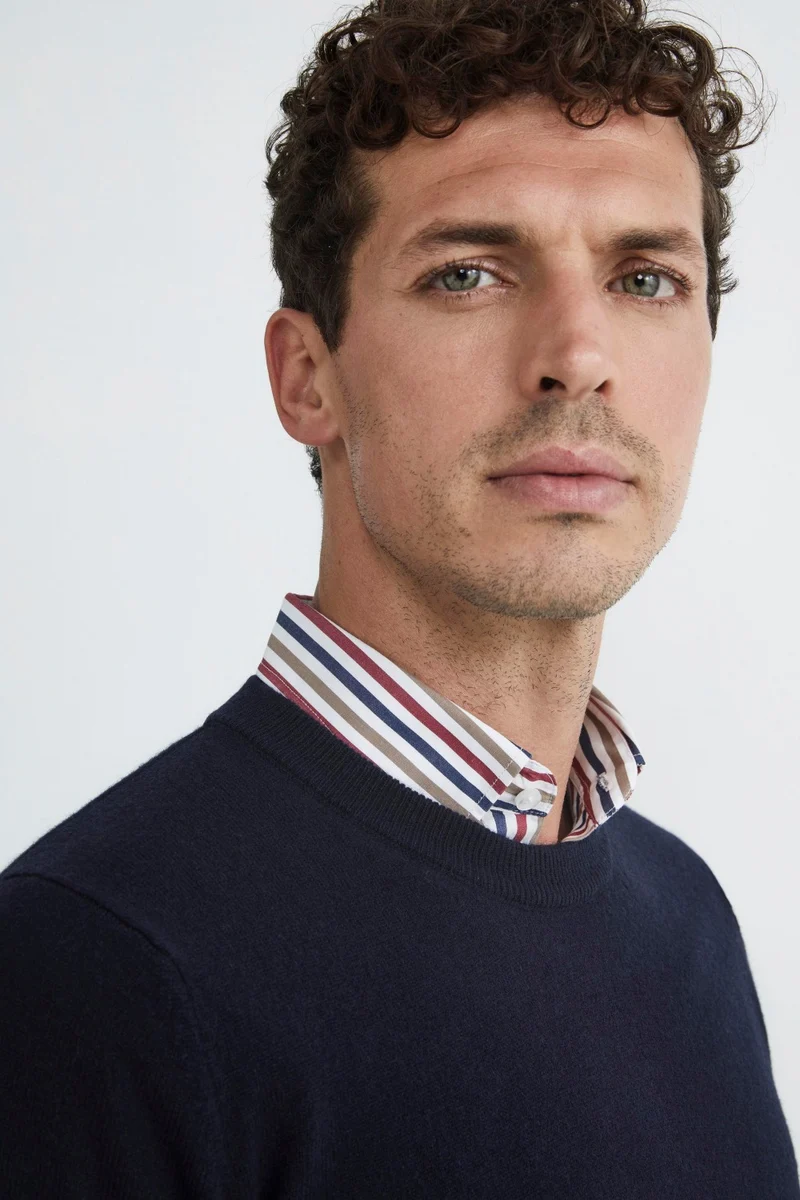 Maglia girocollo in cashmere - BLU