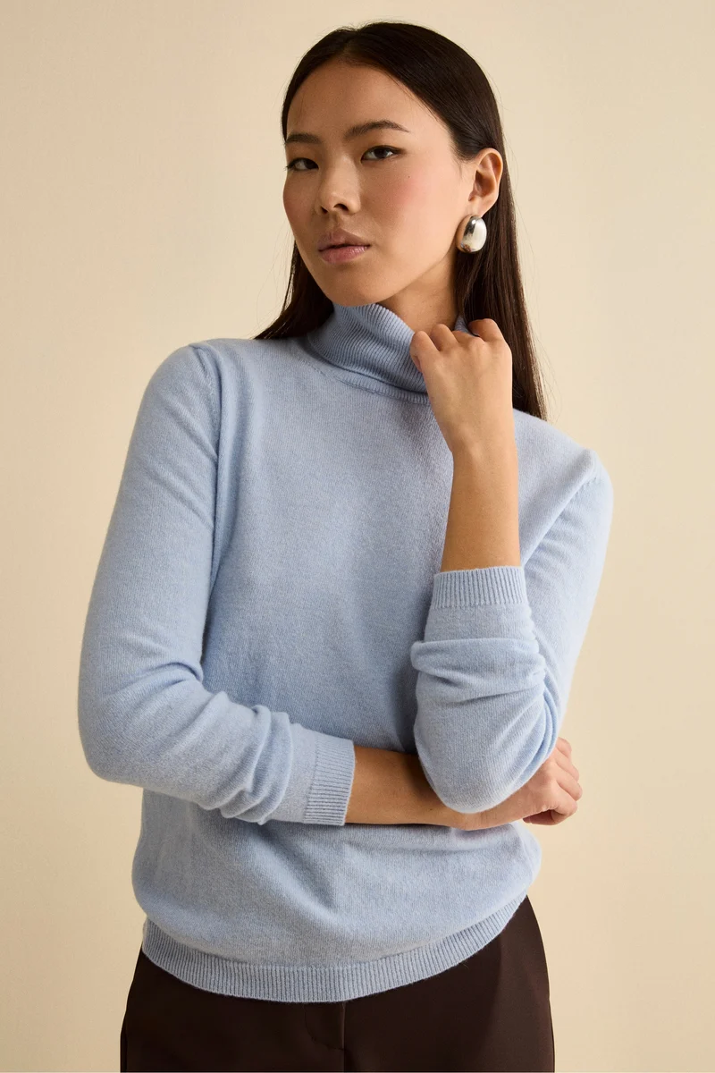 Dolcevita in lana e cashmere - AZZURRO