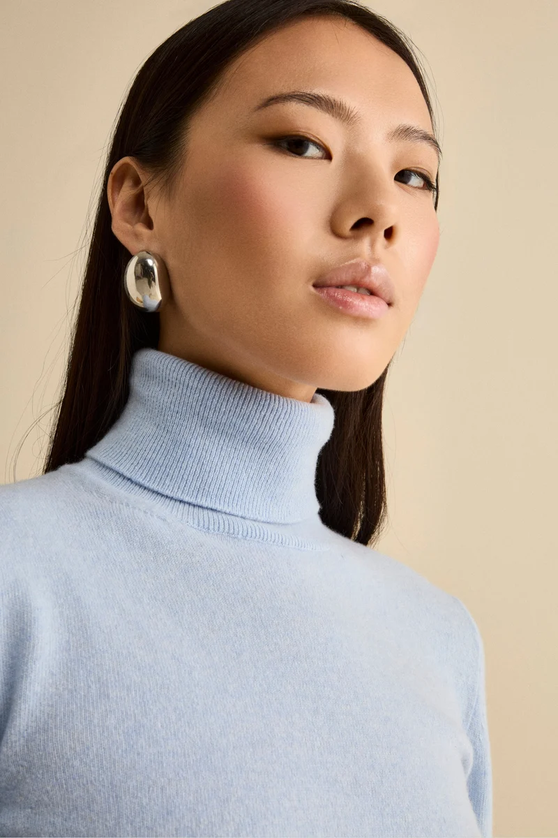 Dolcevita in lana e cashmere - AZZURRO