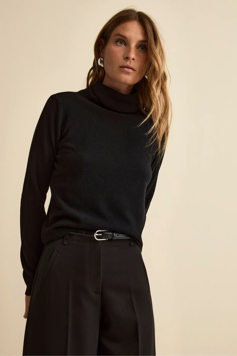Dolcevita in lana e cashmere - NERO