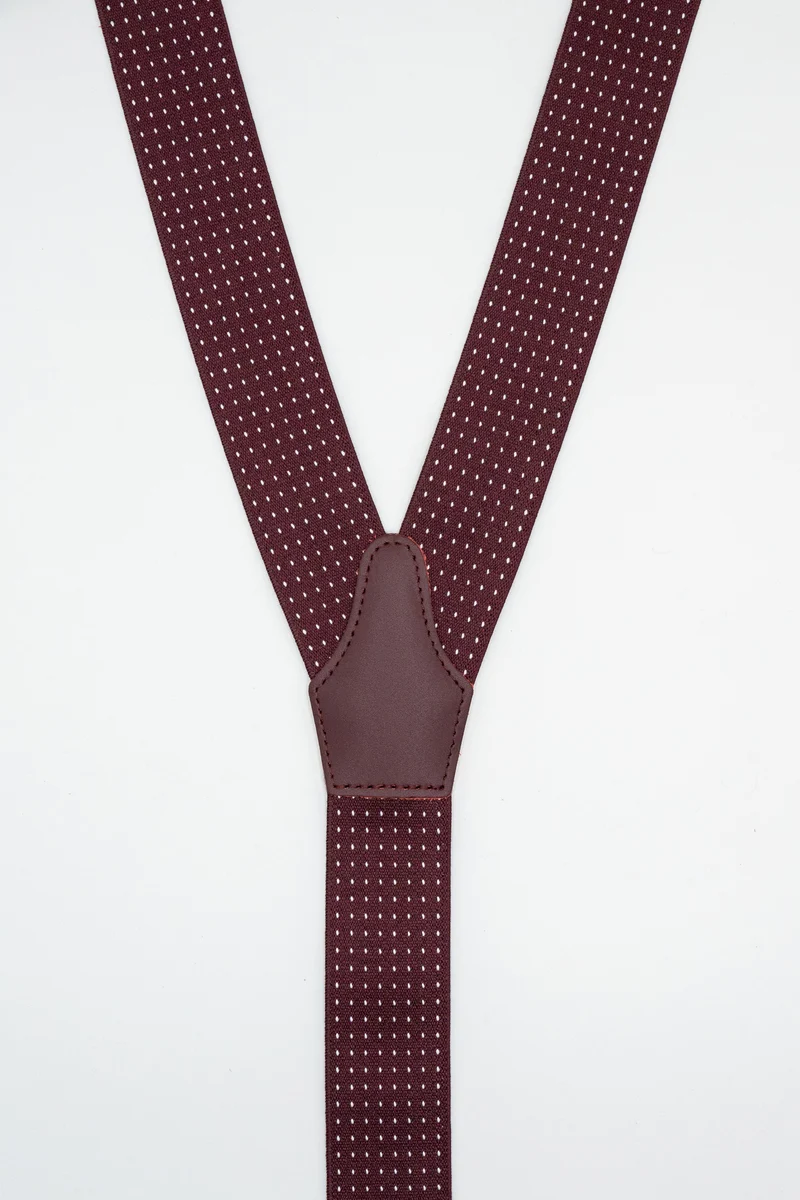 Bretelle Elasticizzate con Clip e Asole in Pelle - POIS fondo BORDEAUX