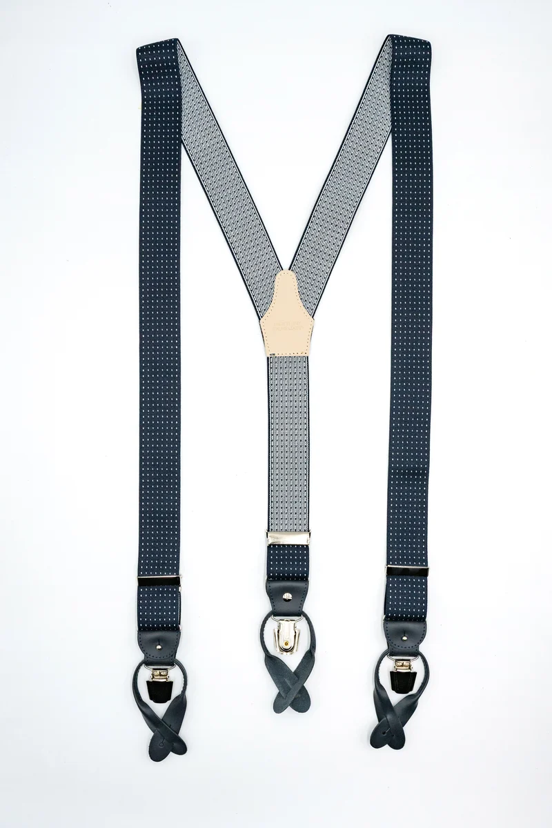 Bretelle Elasticizzate con Clip e Asole in Pelle - POIS BLU