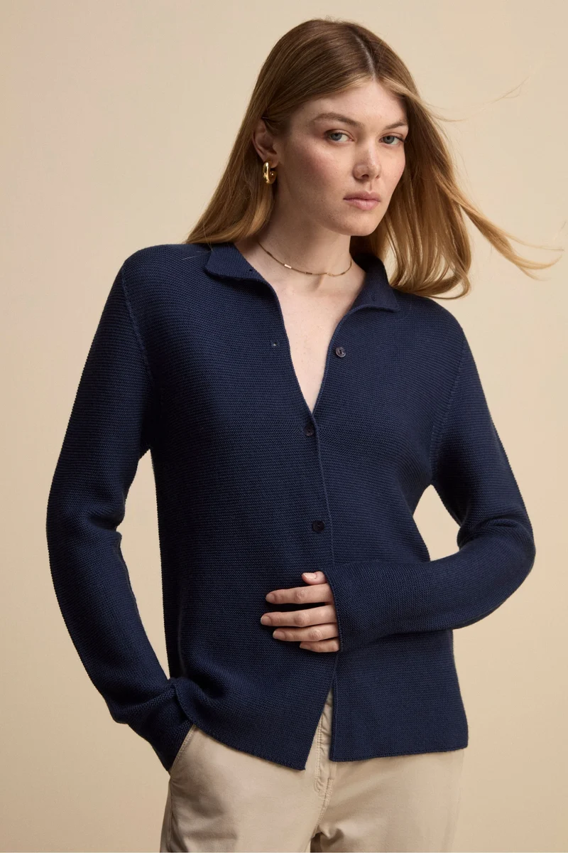 Cardigan corto in lana - BLU