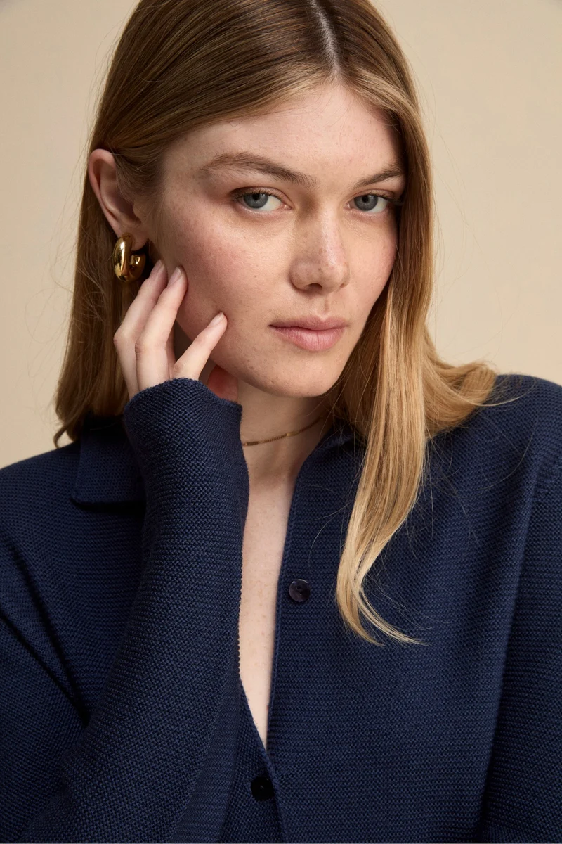 Cardigan corto in lana - BLU