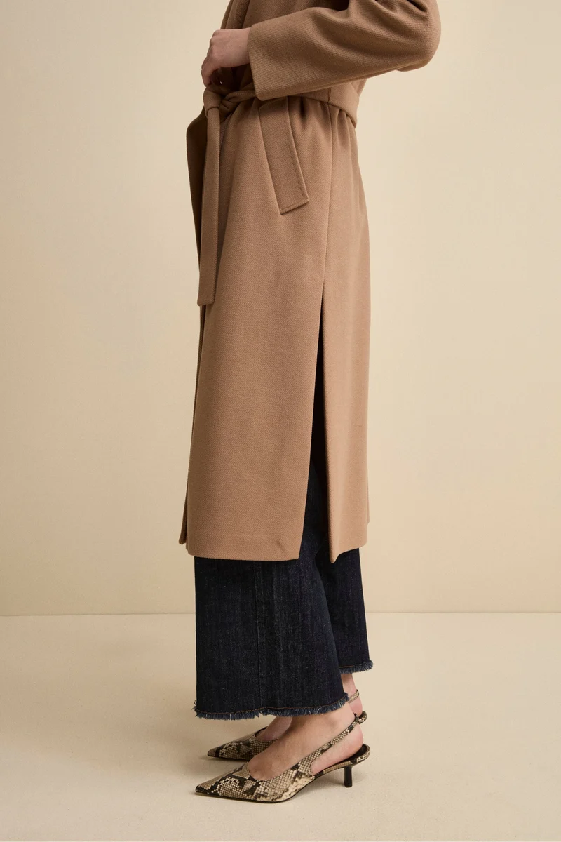 Cappotto Lungo con Cintura e Cappuccio - CAMMELLO