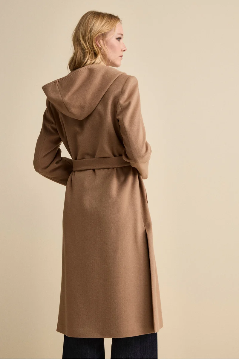 Cappotto Lungo con Cintura e Cappuccio - CAMMELLO