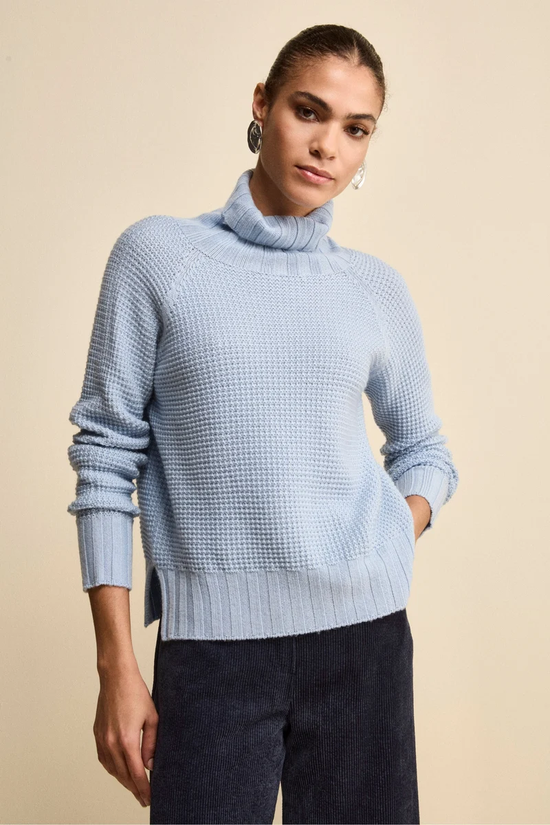 Dolcevita Morbido Lavorato in Lana Merino - AZZURRO
