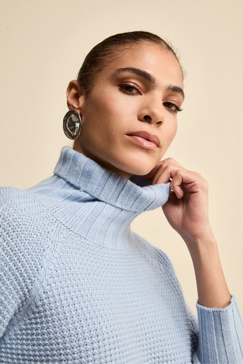 Dolcevita Morbido Lavorato in Lana Merino - AZZURRO