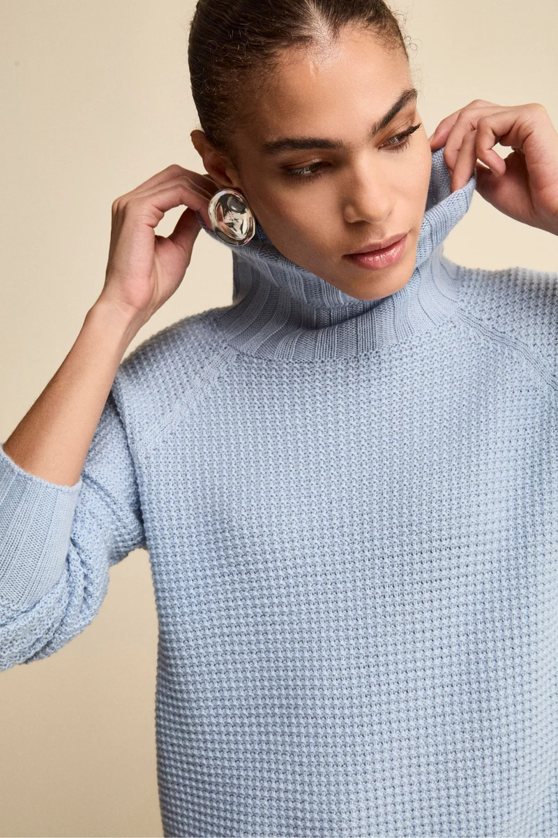 Dolcevita Morbido Lavorato in Lana Merino - AZZURRO