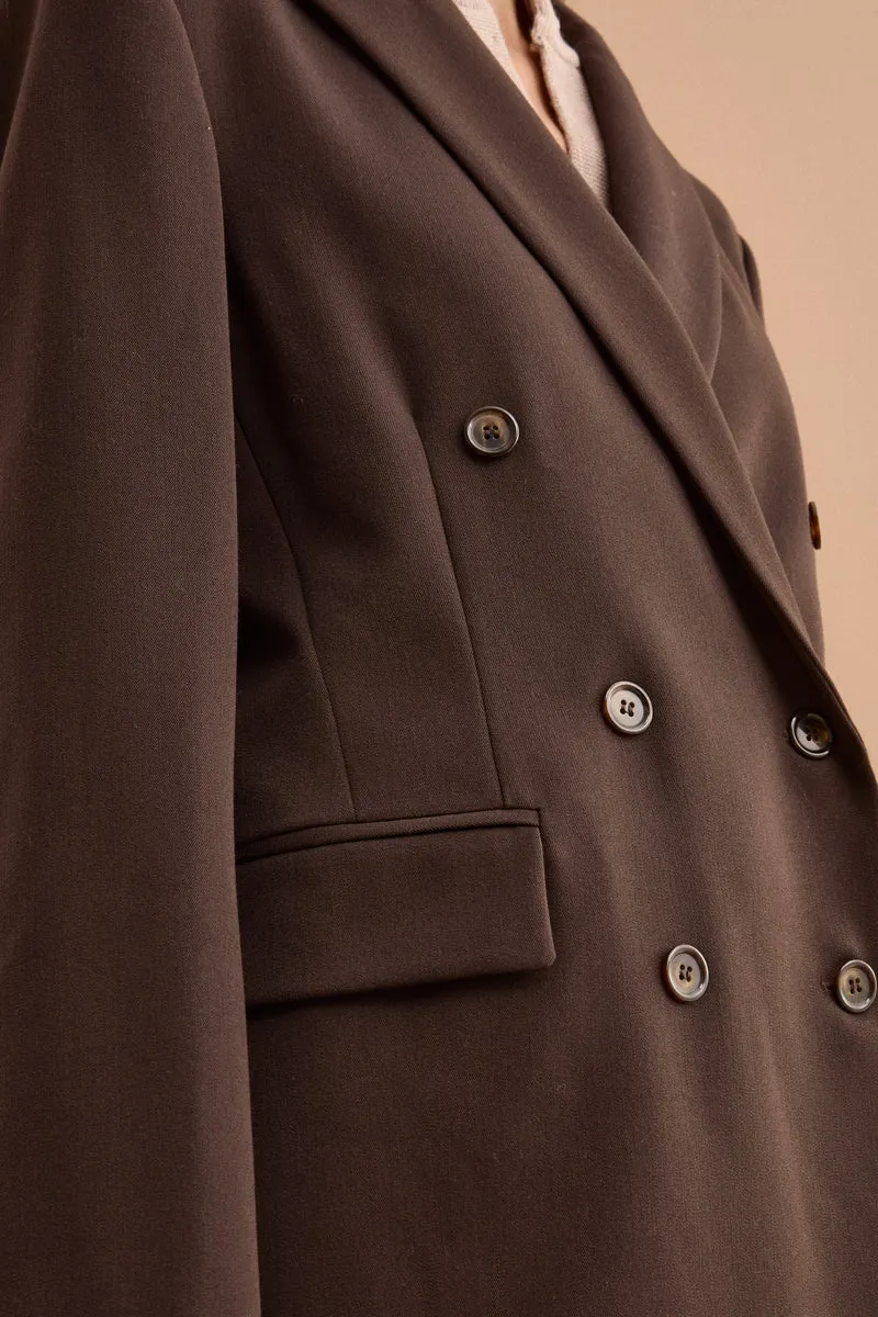 Blazer Doppiopetto Foderato Revers Punto Lancia - T.MORO
